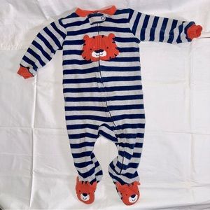 Navy and Gray Striped Tiger Footie (9M)